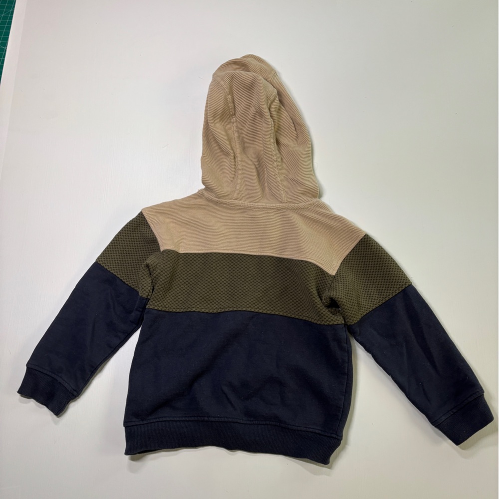 Aspen Toddler Boys Colorblock Hoodie Navy Tan Green | Size 2T - Picture 3 of 6